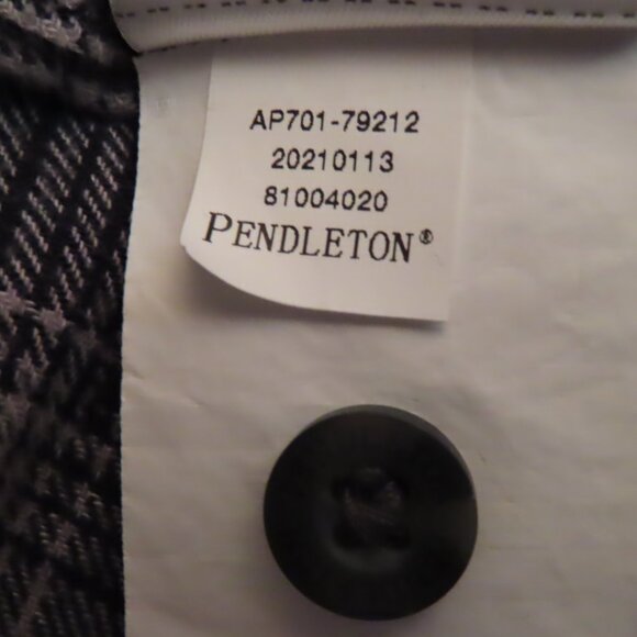 Pendleton Cotton Flannel Plaid Button Front Shirt Black/Gray Outdoor XL - Picture 10 of 13